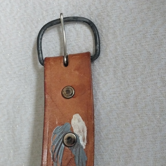 Hand Tooled Hand-made Western style Brown Leather Belt OS - Picture 4 of 6